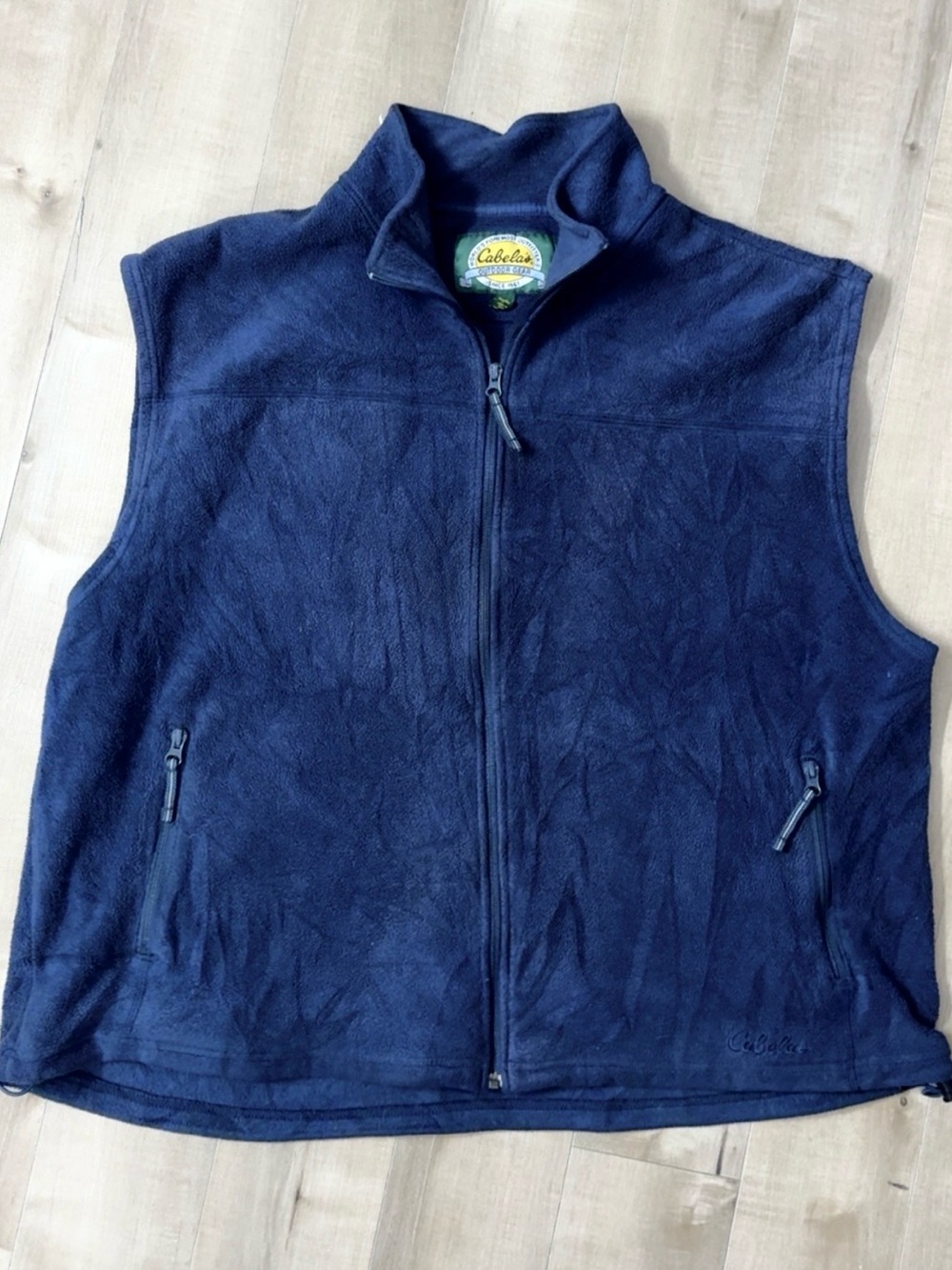 CABELAS MENS FLEECE VEST- FULL ZIP- NAVY- PLUS SIZE 2XL